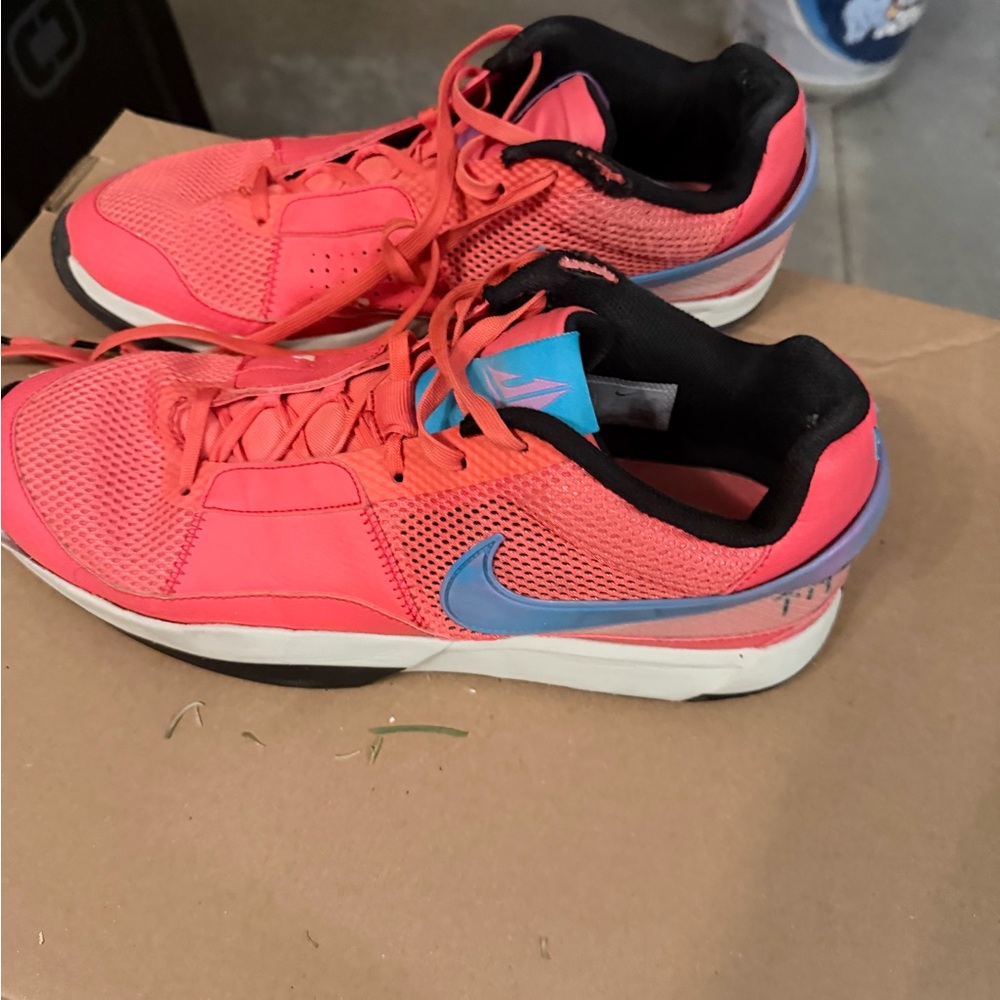 JA Morant Nike Coral and Sky Blue Sneakers